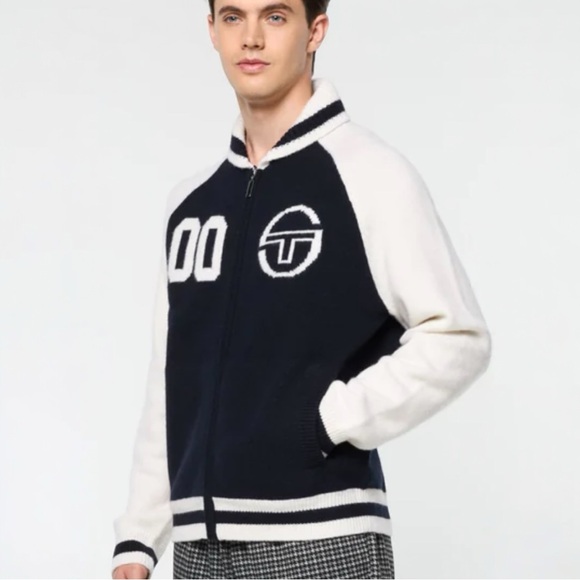 Men’s Sergio Tacchini NavyWhite Classic Sportwear Sweater NWT